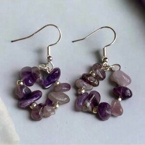 Amethyst silver plated hoop earrings